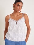 Monsoon Rosie Embroidered Lace Trim Camisole Top, White