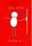 Valentine's Day Card Purple Ronnie Ding Dong ... You're In My Heart! Ring Bell