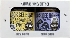 Black Bee Honey Gift Set - x2 227g British Raw Honey Pack, Runny Summer Honey with Floral Flavours and Thick Bold Aromatic Autumn Honey, Unprocessed, From Hive to Jar - Delicious Gifts for her and him