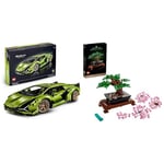 LEGO Technic 42115 Lamborghini Sián FKP 37, Maquette Voiture, 1:8, Collection, Construction Voiture & 10281 Icons Bonsai Tree Set, Plants Home Décor Set with Flowers, Relaxing Creative Activity