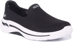 Skechers Go Walk Arch Cushioned Protection Trainer Black White Womens Size 3 - 8