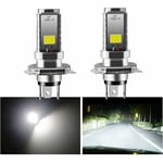 2 PCS Ampoule H4 led, Phare 12V moto/voiture, Phare De Ampoules COB 12W Ampoule LED pour phares de Lampe High Low Beam,Feux de route/feux de