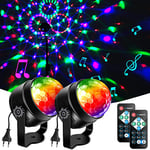 Lunsy Boule Disco 2 Pack, 6 Couleur RVB Lumière Soirée Lampe de Scène Éclairage de Discothèque Projecteur Effet Spot Stade Télécommande pour Fête, Soirée, Bar, Anniversaire, DJ Disco, Cadeau, Enfants