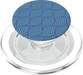 Blue Aqua Wavy Art Deco Line Curve Optical Pattern PopSockets PopGrip pour MagSafe