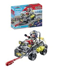 Playmobil 71147 Quad Transformable de Bandit - City Action - avec Un Personnage à Visage Interchangeable et Un véhicule d'intervention des Forces spéciales avec Effets sonores et Lumineux - Dès 5 Ans