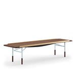 House of Finn Juhl - Table Bench Large, With Brass Edges, Walnut, Light Blue Steel - Benker - Finn Juhl - Tre farget,Blå - Metall/Tre