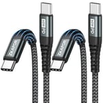 ZKAPOR Câble USB C vers USB C [1M/Lot de 2] 60W PD Cable USB C Charge Rapide Nylon Tressé Câble USB Type C Compatible avec iPhone 15Pro Max, Samsung Galaxy S23, Pad Pro, Air, Huawei P40, Pixel