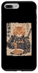 Coque pour iPhone 7 Plus/8 Plus Samurai Cat Loves Ramen Anime Drôle Anime Art Japonais Samouraï