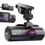 VANTRUE N4 3 Channel 4K Dash Cam, Front Rear and Inside 1440P+1080P+1080P Triple Dashcam for Cars, Dash Camera with IR Night Vision, 24H Parking Monitor, Motion Detection, Capacitor, Support 256GB Max