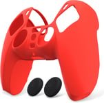 Housse En Silicone Pour Ps5 Manette,Housse De Protection Antidérapante Avec Capuchon Joystick Pour Ps5 Cover En Silicone Autocollant Pour Ps5-Rouge Passion(Pure Série)