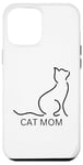 Coque pour iPhone 12 Pro Max Simple Cat Mom Chat Noir Contour Minimaliste Chats