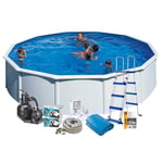 Poolpaket Swim & Fun White Steel Rund Baspaket 120 cm Djup