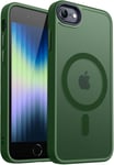 Magnétique Mat Coque Pour Iphone Se 3/2 (2022/2020), Iphone 8/7 [Toucher Doux Et Soyeux] Coque De Protection Antichoc Translucide 4.7 Pouces - Vert Foncé