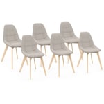 Lot de 6 chaises scandinaves gaby beige en tissu pour salle à manger