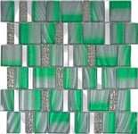 Bordure Mosaïque Glasmosaïque ALU Vert Mur Cuisine Crédence WB88-0005