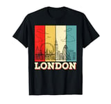 Vintage London Souvenir - Retro Stripes London Skyline T-Shirt