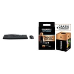 Logitech MK850 Combo Clavier et Souris sans Fil Multidispositifs, QWERTZ Allemand + Duracell - Nouveau Piles alcalines AA Optimum, 1.5 V LR6 MX1500, Paquet de 4