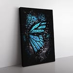 Big Box Art The Blue Butterfly Effect Paint Splash Canvas Wall Art Print Ready to Hang Picture, 76 x 50 cm (30 x 20 Inch), Grey, Black, Turquoise