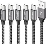 Lot de 5 câbles USB C-0,25 m,0,5 m,1 m,2 m,3 m-Câble de charge de type C et câble de données Fast Charge Sync-Pour Samsung Galaxy S10 S9 S8 Plus Note 10 9 8 A3 A5 2017,HTC 10 U11