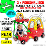*BEST PRICE* 3 number plate stickers TO FIT Little Tikes Cozy Coupe car Trailer