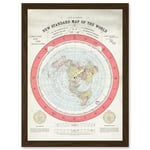 1892 World Time Calculator Flat Earth Map Gleason A4 Artwork Framed Wall Art Print