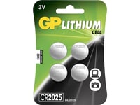 Gp Batteries Lithium Cr2025, Engångsbatteri, Cr2025, Lithium-Manganese Dioxide (Limno2), 3 V, 4 Styck, 165 Mah