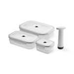 Compactor - Lot de Boîtes Alimentaires avec Pompe à vide, 3 récipients en plastique, conservation sous vide, couvercle hermétique, rangement frigo et compartiment congélateur, compatible micro-ondes