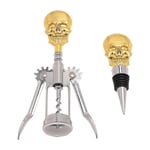 Hocus Pocus Halloween Gold Skull Corkscrew & Wine Bottle Stopper Set