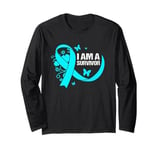 Teal Ribbon Butterfly I Am A Survivor Scleroderma Warrior Long Sleeve T-Shirt