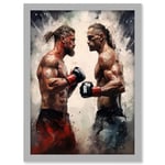 Cage Fight Oil Paint Artwork Combat Mixed Martial Arts Boxing Wrestling Artwork Framed A3 Wall Art Print