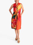 chesca Blossom Print Sleeveless Shirt Dress, Orange