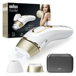 Braun Silk·expert Pro 5 Épilateur À Lumière Pulsée, Épilation Semi-Définitive, Alternative Au Laser Pour 1 An De Peau Douce, Avec Pochette, 2 Têtes, Cadeau Pour Femme, Or/Blanc, PL5140