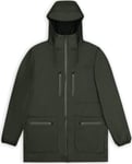 Rains Unisex Cargo Long Jacket W3 Green, XS