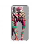 Coque Iphone XS MAX Elephant rose vert blanc Aztec indien transparent