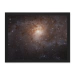 Artery8 Hubble Space Telescope Image Triangulum Spiral Galaxy M33 Crop Blue Orange Star Birthing Region Artwork Framed Wall Art Print 18X24 Inch