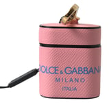 DOLCE & GABBANA Airpods Case Pink Blue Calf Leather Logo Print Strap 450usd