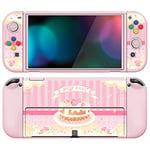 PlayVital ZealProtect Soft Protective Case for Nintendo Switch OLED, Flexible Protector Joycon Grip Cover with Joystick Caps & ABXY Direction Buttons Stickers for Switch OLED- Rose Cake