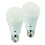 Lot De 2 Ampoules LED A60 Classique Culot E27 - Ampoule LED E27 Angle D'Éclairage 180°- Ampoule E27 LED 9W Équivalant 60W - Eclairage LED 806 Lm - LED Ampoule Lumière Blanc Chaud - PACK2EE806G Xanlite