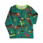 Småfolk Long-sleeved top with machines  Petroleum Green | Grön | 7-8 years