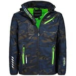 Geographical Norway ROYAUTE MEN - Veste Softshell Homme Impermeable - Manteau À Capuche Outdoor - Blouson Coupe Vent Tactique Resistant Hiver - Activites En Exterieur (CAMO Marine / Vert XL)