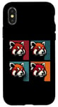 Coque pour iPhone X/XS Red Panda Pop Art – Vintage coloré mignon panda rouge amoureux