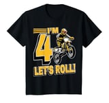 Youth I'm 4 Let's Roll Dirt Bike Motocross 4th Birthday Party T-Shirt