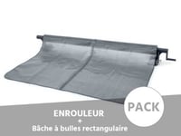 Enrouleur + Bâche à bulles pour piscine tubulaire rectangulaire 7,32 x 3,66 m - Intex