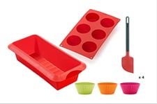 Lékué 3000217SUR Kit Cadeau Pâtisserie Traditionnelle, Silicone, Rouge