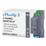 Shelly Pro 2 - Relais interrupteur connecté sur rail DIN, 2 canaux - 25A, Wi-Fi, LAN & Bluetooth, Contact secs, Luminaires & Prise sans fil, Alexa & Google Home, App iOS Android