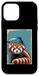 Coque pour iPhone 12 mini Artistic Simple Panda rouge avec bol à nouilles sur la tête Ramen