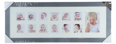 Large Silver Photo Frame Metal Multi Aperture Picture Frame Holds 13 Photos