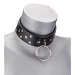 Collier BDSM rivets et anneaux avec laisse