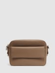 Reiss Cleo Leather Camera Bag, Taupe