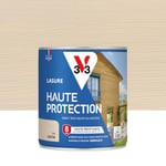 V33 Lasure Bois extérieur Lin satin - Haute Protection 8 ans - Haute résistance hydrofuge et anti-UV - Résiste aux variations du bois - Ecolabel, résine d'origine végétale - 0,75L